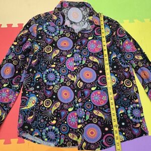 Design Fashion Men's XL Shirt Paisley Psychedelic Boho Colorful Cotton Blend L/S